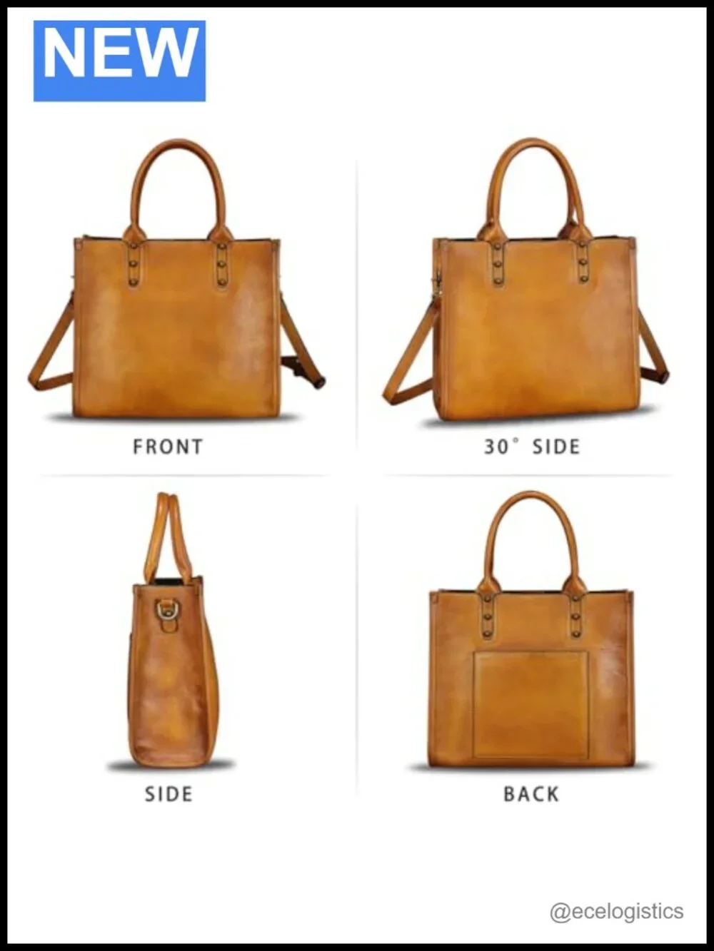 Genuine Leather Vintage Tote Satchel Crossbody Bag for Women